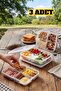 3 Pieces of 4 Compartments Breakfast and Vegetable Storage Container - 400 ml Baby and Child Food Portion