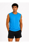Men's contrast trim sleeveless tank top crew neck summer basic tank - blue - 2