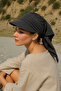 Women's Safari Tie-Up Scarf with Brim Bandana Beach Hat Black - 3