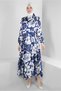 FLOWER PATTERNED COLLAR TIE SATIN DRESS 43769