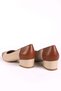 Women's Genuine Leather Heeled Ballerina Casual Shoes Beige - Tan - 3