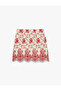 Linen Blend Embroidered Floral Embroidery Detailed A-Line Mini Skirt - 3