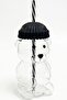 Teddy Bear Design Glass Flask with Straw and Protective Cap 600 ml (Green, Yellow, Blue, Black, Red Color Options) - 5