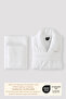 3 Piece Bathrobe Set 100% Cotton Certified, Shalyakalı Bathrobe Body and Head Towel Set White - 7