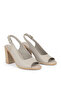 , Women's Genuine Leather Heeled Sandals 1611020Z1716 Silver - 5