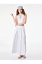 Cotton Zipper Sleeveless Classic Collar Striped Crop Corset Blouse - 2