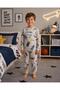 Boys' 100% Grey Cotton Skateboard Goggles Hat Star Pattern Long-Sleeved Winter Pajama Set