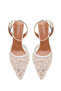 Women's White Ankle Buckle Flower Embroidered Open Back Thin Heeled Shoes 26Pfe49686F - 6