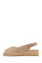 Women's Beige Suede Leather Espadrille Sandals 26Sfd205710 - 3