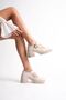 Women's Beige Patent Leather Casual Shoes Tr06Ms05B - 5