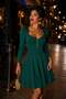 Tina Button Detail Flared Dress 581961 Emerald - 2
