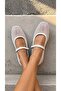 Women's White Strappy Buckle Mesh Ballerinas 1cm Byndfile01 - 5