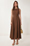 Sleeveless Long Summer Poplin Dress Lfg0187 Kakao