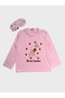 Cotton Pink Rabbit Strawberry Patterned Crew Neck Long Sleeve Seasonal Pajama Set Suitable for Girls and Mother - 6