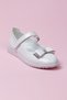 Girl's White Ballerina Shoes Size 27 with Ankle Strap Special Occasion Casual Shoes - 2