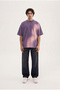 Men's Romanticism Printed Washable Oversize T-Shirt Purple - 4
