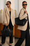Original Luxury Soft Leather Stylish Hand and Shoulder Bag with Double Strap and Puppy Makeup Bag - 6