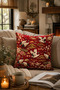 Swallow Motif Pillowcase - Vintage Burgundy Throw Pillow Cover - 43X43Cm