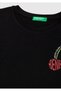 Girl's Black Glitter Logo Crew Neck T-Shirt - 3