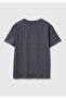 Boy's Anthracite Crew Neck T-Shirt with Logo Print on the Front - 2