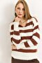 Women's bearded soft loose Striped sweater mink beige - 3