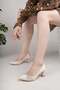 Bln 830 Gold Fabric Heeled Women's Shoes - 2