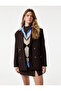 Long Sleeve Buttoned Double-Breasted Oversized Blazer Jacket with Pockets - 2