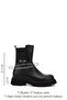 Women's Black Zippered Thick Heeled Boots - 2