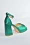 Green Satin Fabric Thick Platform Heeled Women's Shoes M570020804 - 8