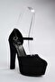 Black Nubuck Platform Thick High Heeled Women's Shoes M246002101 - 5