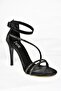 S997004114 Black Glitter Thin Heeled Evening Shoes - 6