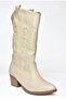 R973934009 Beige Low Heeled Women's Boots - 7