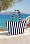 Navy Blue and White Striped Marine Shoulder Bag