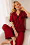 Bürümcük Knitted Short Sleeve Women's Buttoned Pajama Set