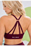 Women's Sports Bra with Cross Back and Adjustable Straps - Burgundy - 2
