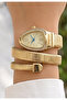 Gold Color White Dial Snake Watch, Wrap Around Watch, Women's Wristwatch