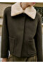 Wool Blend Detachable Collar Jacket - 6