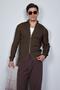 Men's Slim Fit Mock Neck Zippered Cardigan Brown