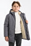 Boys' Furry Detachable Hooded Windproof Stone Winter Coat & Parka - 4