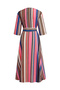 Double-Breasted Belted Colorful Striped Waist-Fitted Dress - 8