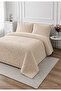 Petek Wellsoft Double Bedspread Set 230X250Cm - Luxury Soft Textured with 2 Pillows - Beige