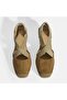 Beige Women's Rubber Banded Wedge Heeled Suede Espadrille - 6