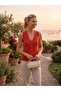 Women's V-Neck Buttoned Ribbed Thin Bamboo Mercerized Vest - 3
