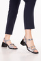 Genuine Leather Mid Heel Women's Sandals Pkr.19030 Black Snake - 2
