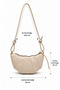 Rope Pendant Detailed Faux Leather Bohemian Croissant Style Vera Women's Crossbody Bag Cream - 4