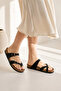 Moderno Women's Cross Strap Anatomical Cork Sole Daily Comfortable Slippers - 2