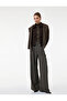 Loose Fit Pocketed Pleated Palazzo Plaid Trousers - 2