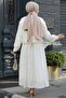 Double Suit with Laced White Hijab Skirt 14171B - 3
