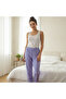 Women's Lycra Purple Lilac Patterned Satin Pajama Bottoms Bb2610 - 4