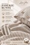 Double Yarn Dyed Cotton Striped Buttoned Duvet Cover Set 200X220 cm +2 Buttoned Pillowcases King Size Brown - 5